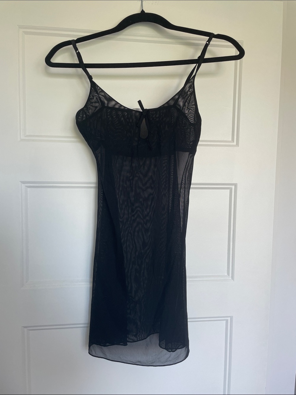 Jacob Sheer Black Mesh Chemise with Keyhole Detail